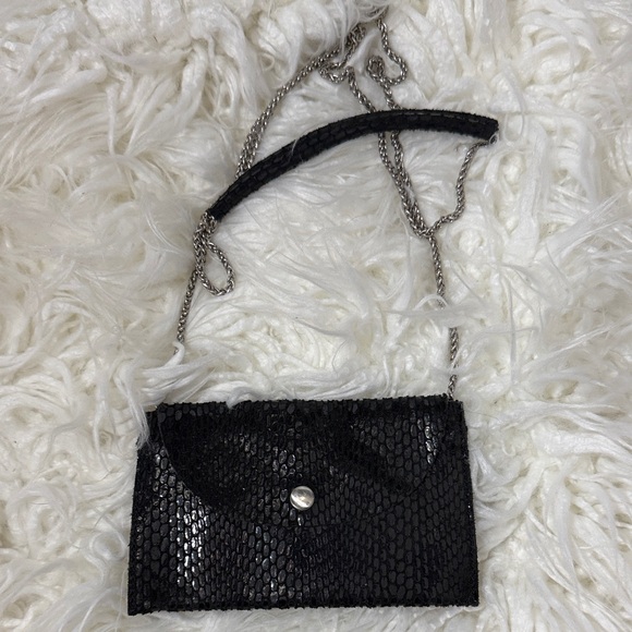 Sorial Black Leather Sequin Evening Handbag mini - Picture 3 of 6